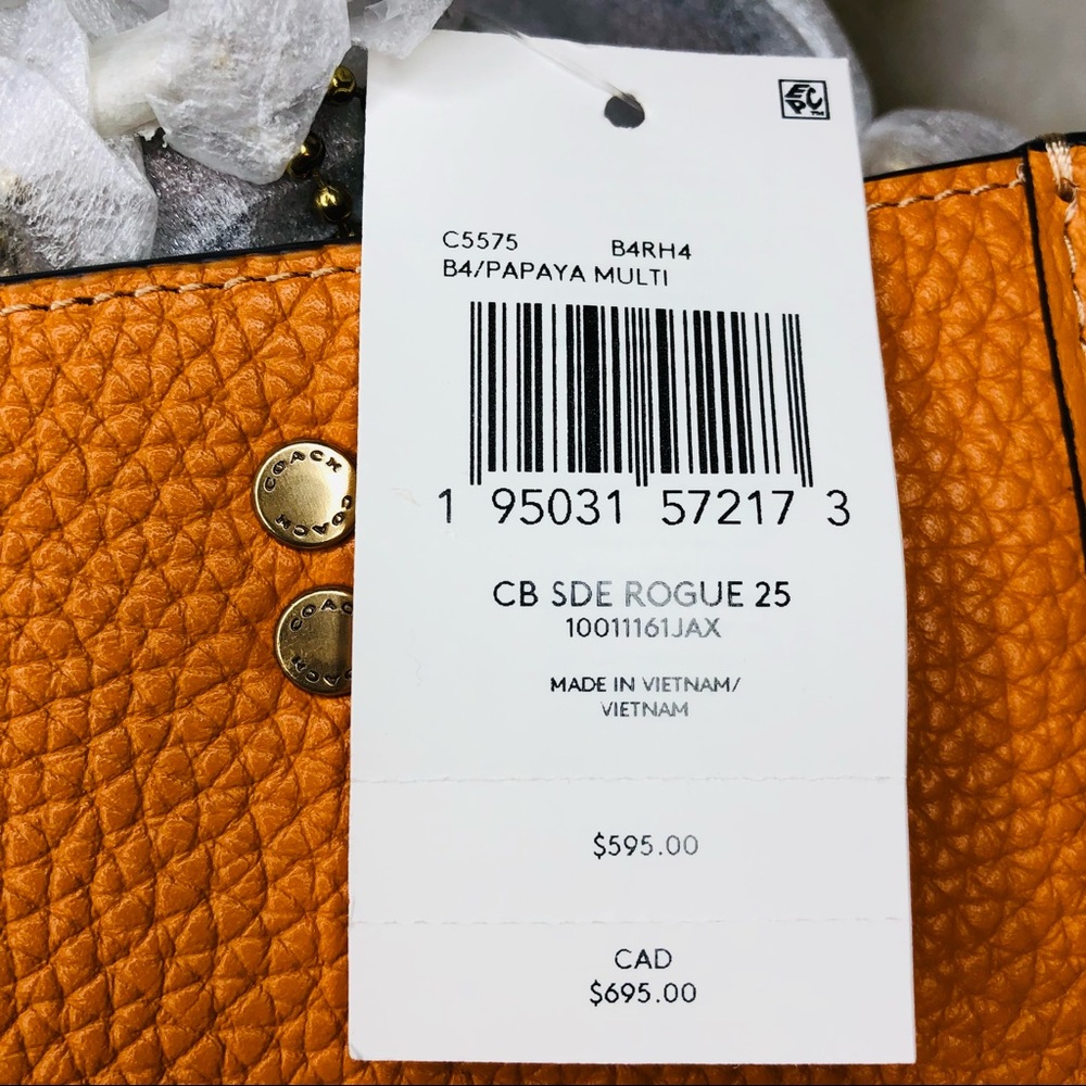 Authentic Brand New Coach Rogue 25 C5575 In Colorblock Brass/Papaya Multi - Picture 15 of 15